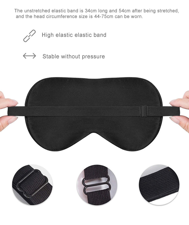[Australia] - Sleep Eye Mask - Silk Blindfold - Black Eye Mask Made of Natural Silk with Adjustable Strap Comfortable and Light Blocking for Men Women and Kids. 