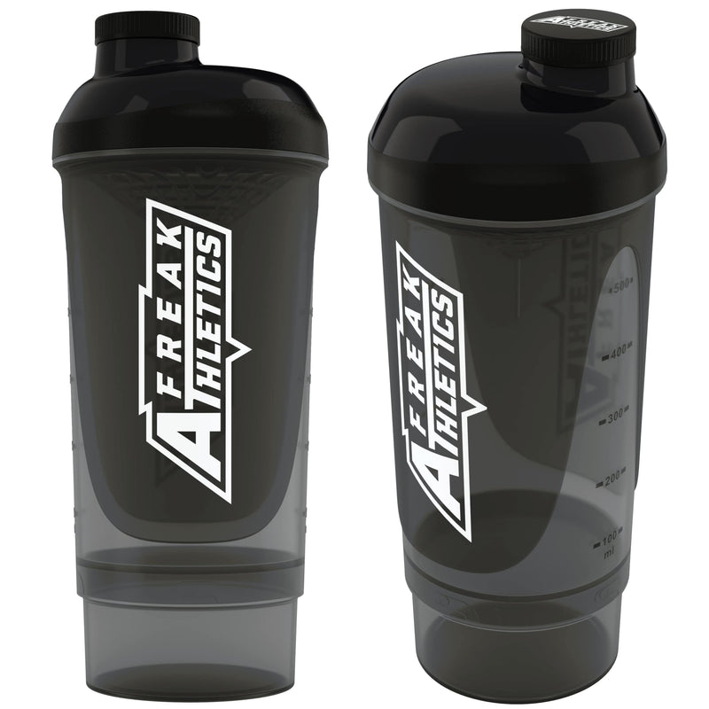 [Australia] - Shaker Bottle with Storage - 500ml Protein Shaker (Black Transparent) Black 