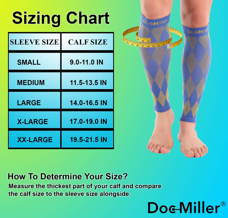 [Australia] - Doc Miller Calf Compression Sleeve for Men & Women - Fast Leg Pain Relief from Shin Splints, Varicose Veins - All Day Calf Support for Running, Travel & Everyday Use Yellow.Blue Medium 