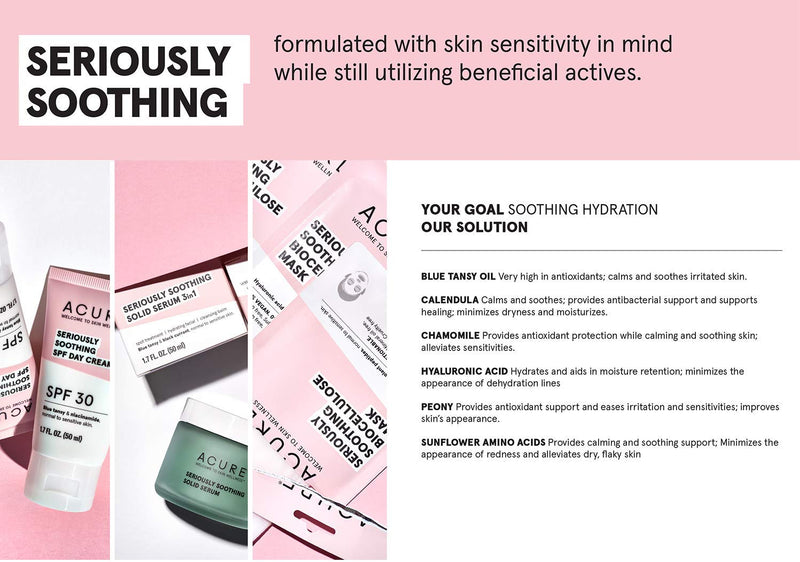 [Australia] - ACURE Seriously Soothing Cleansing Cream | 100% Vegan | For Dry to Sensitive Skin | Peony Extract & Chamomille - Soothes , Hydrates & Cleanses | 4 Fl Oz 