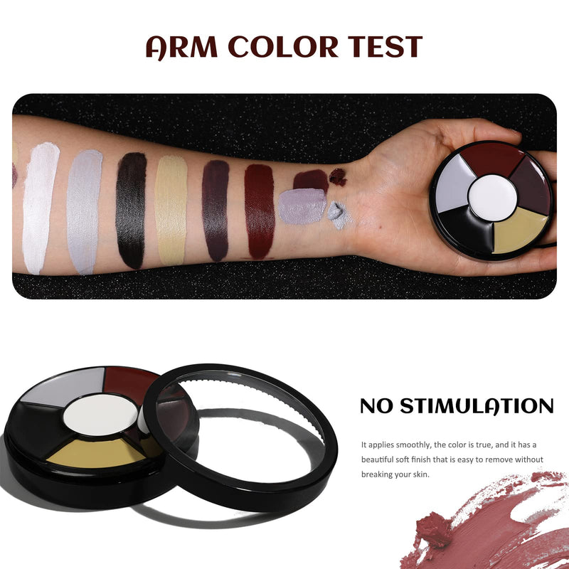 [Australia] - 6 Colors Bruise Wheel Clown White Face Painted Palette Mini Makeup Face Paint Kit for SFX Special Effects Stage Costume Makeup Halloween Party Fancy Dress 