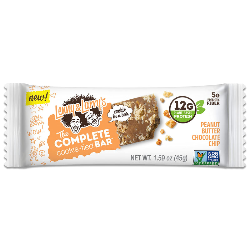 [Australia] - Lenny & Larry's The Complete Cookie-fied Bar, Peanut Butter Chocolate Chip, 45g - Plant-Based Protein Bar, Vegan and Non-GMO, Pack of 9 
