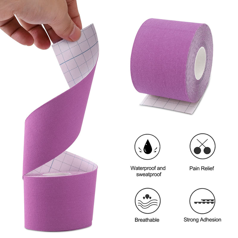 [Australia] - Kinesiology Tape (3 Uncut Roll) Kinetic Tape 16.4 ft Waterproof Athletic Sports Tape Physio Tape for Knees, Shoulder, Ankles, Elbow, Pain Relief,Joint Support (Purple) (3 Rolls) Purple 