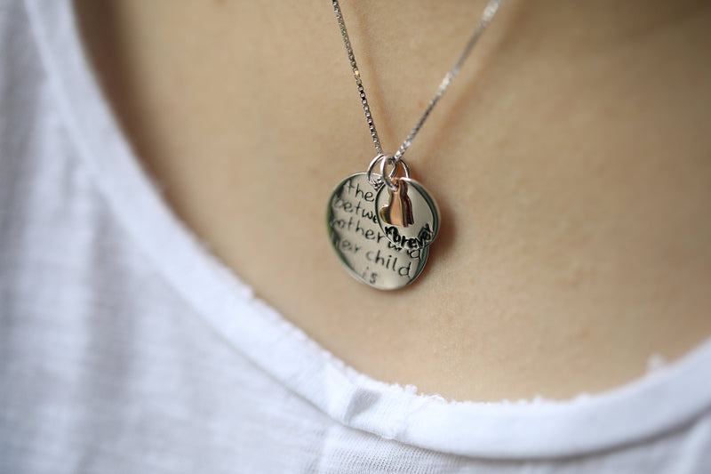 [Australia] - Sterling Silver Pendant Neccklace "The Love Between A Mother and Her Child Is Forever" Jewelry Heart Pendant Charm Necklace 18" 