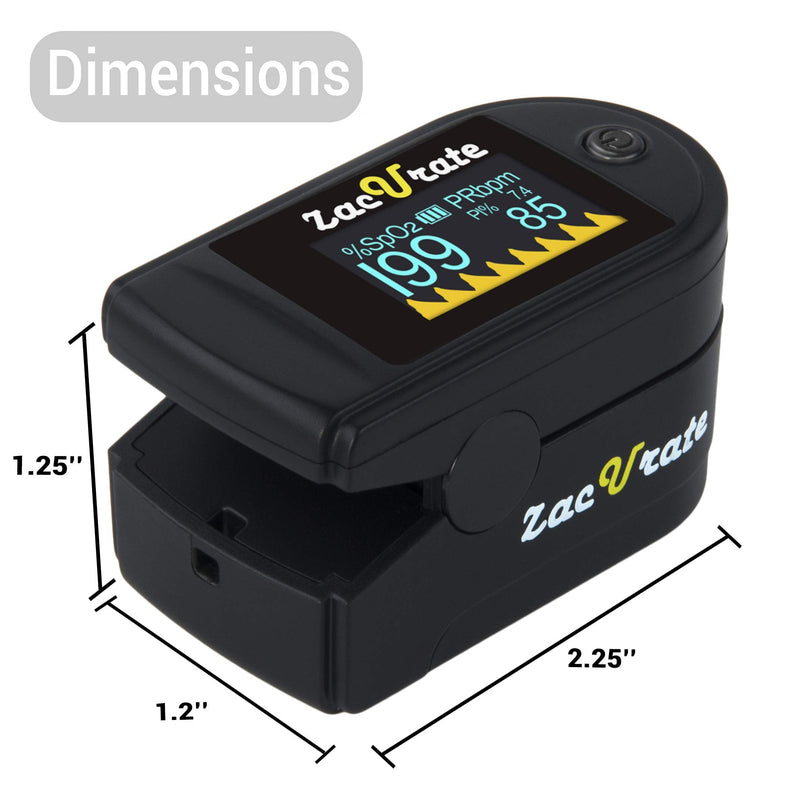 [Australia] - Zacurate 500C Elite Fingertip Pulse Oximeter Blood Oxygen Saturation Monitor with Silicon Cover, Batteries and Lanyard (Mystic Black) 