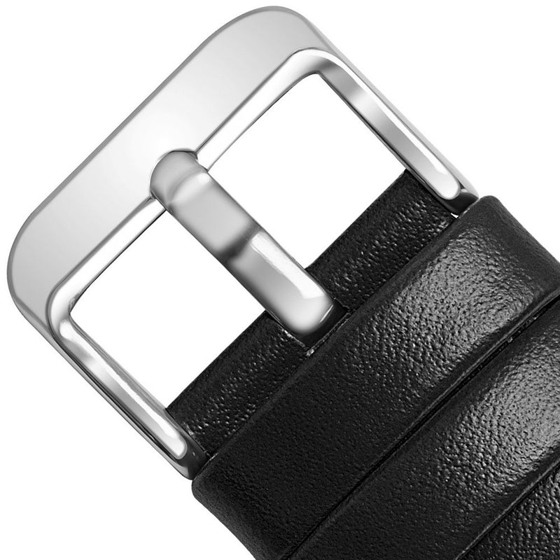 [Australia] - 12 Colors for Quick Release Leather Watch Band, Fullmosa Axus Genuine Leather Watch Strap 14mm, 16mm, 18mm, 20mm, 22mm or 24mm (Choose The Proper Size) Black+silver buckle 