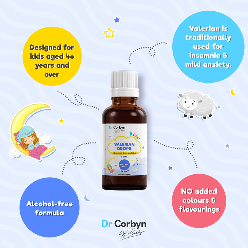 [Australia] - Dr Corbyn Kids' Valerian Drops - 50ml | All-Natural Valerian Drops to Support Bedtime Relaxation & Healthy Sleep | Alcohol Free & Easy to Use 50 ml (Pack of 1) 