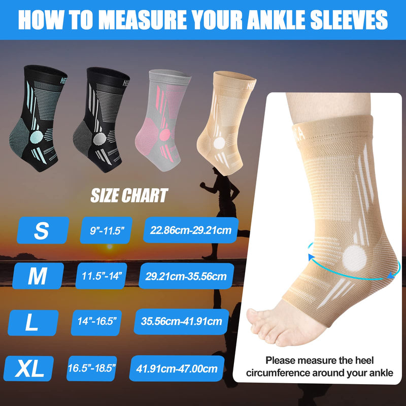 [Australia] - NEENCA Professional Ankle Brace Compression Sleeve (Pair), Ankle Support Stabilizer Wrap. Heel Brace for Achilles Tendonitis, Plantar Fasciitis, Joint Pain,Swelling,Heel Spurs, Injury Recovery, Sports Large Copper 
