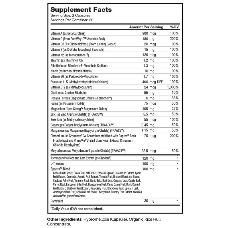 [Australia] - Zahler Multivitamin Calm, Daily Multivitamin +Relaxation Support, Multivitamin for Women and Men with Iron, Certified Kosher, 60 Capsules 