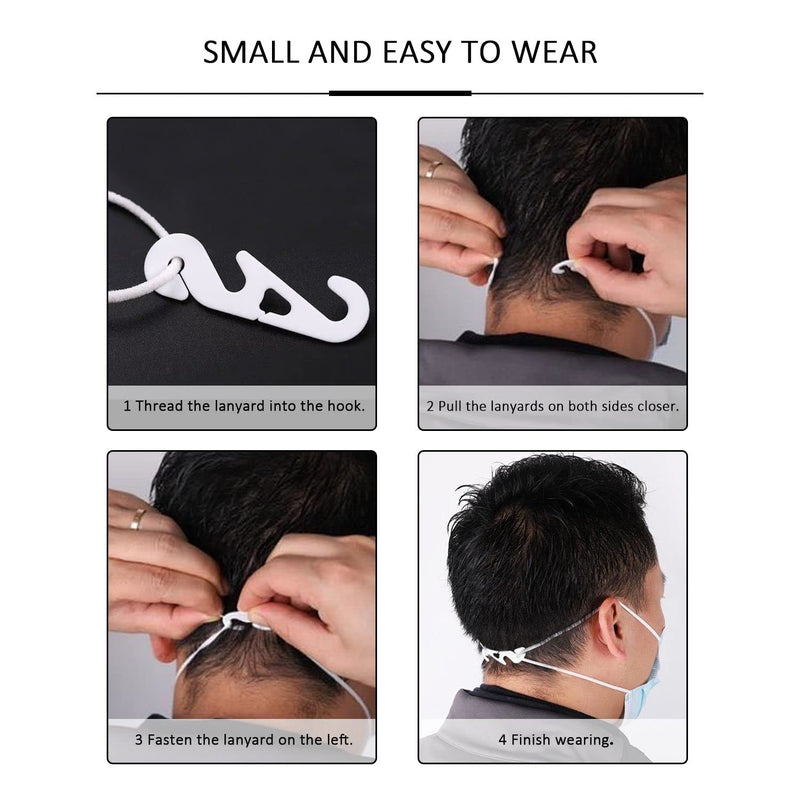 [Australia] - 30Pcs Mask Ear Hooks, 3 Position Adjustable Ear Clips, Mask Extension Hooks for Ear Pain Relief, Earmuffs for Adults and Children, Black, White 