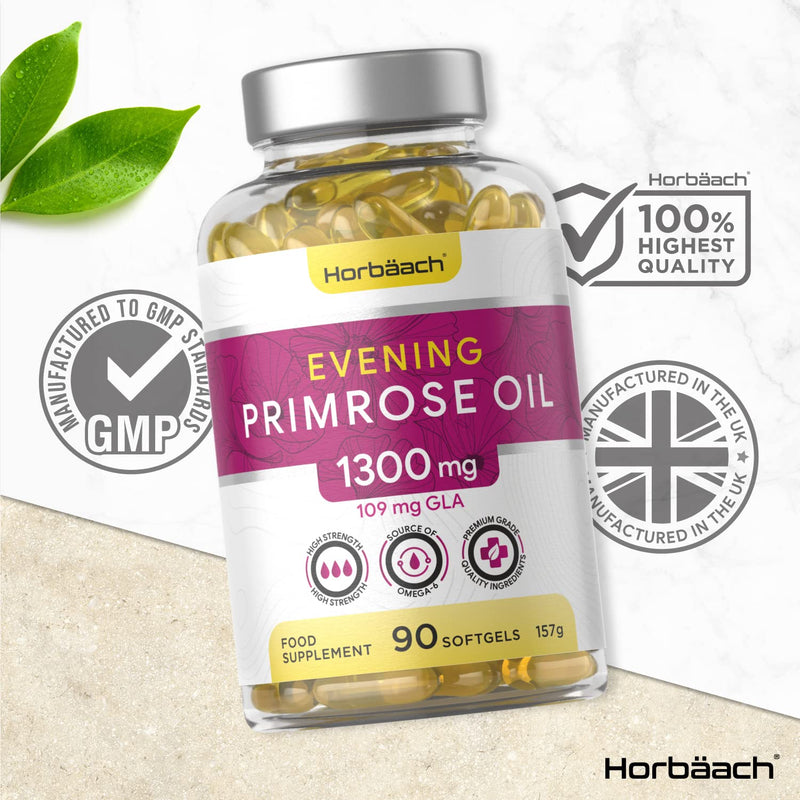 [Australia] - Evening Primrose Oil 1300mg | 90 Softgel Capsules | High Strength with Omega 6 and GLA | by Horbaach 