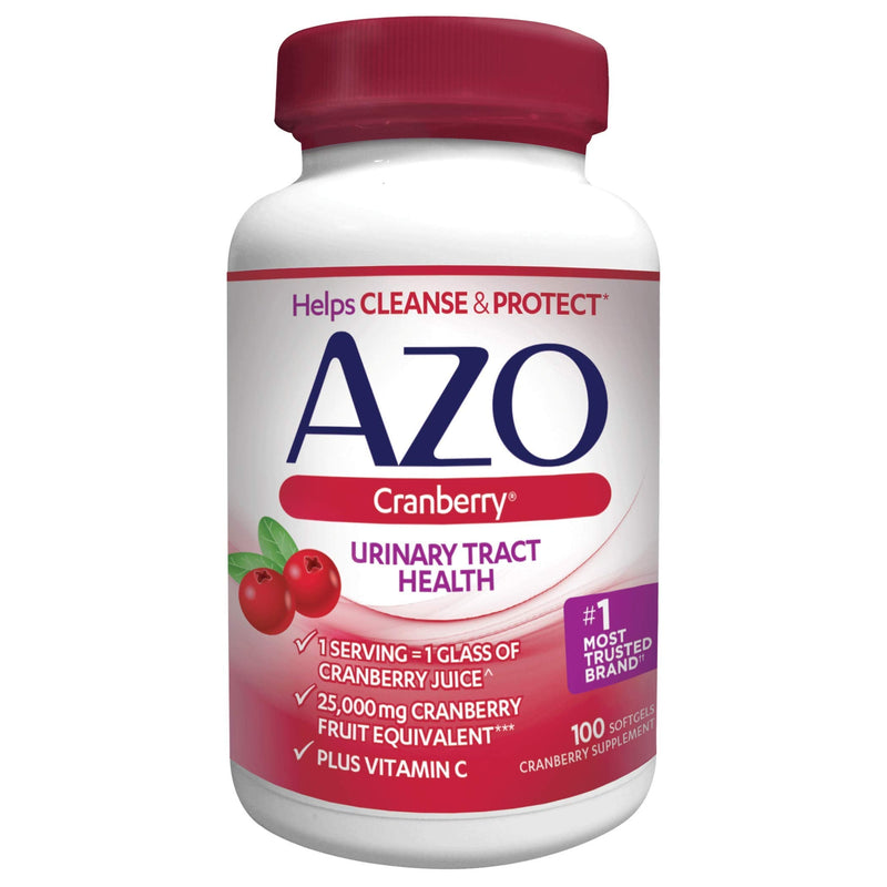 [Australia] - AZO Cranberry Urinary Tract Health Dietary Supplement, 1 Serving = 1 Glass of Cranberry Juice, Sugar Free, 100 Softgels 100 Count Softgels 