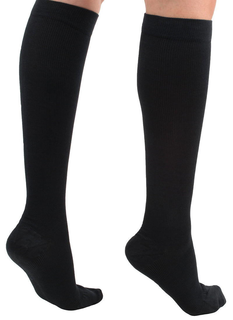 [Australia] - Opaque Cotton Compression Socks for Women and Men Circulation 20-30mmHg - Compression Knee High Stockings for Women and Men 20-30mmHg with Circulation - Made in USA by Absolute Support - Black, Large 