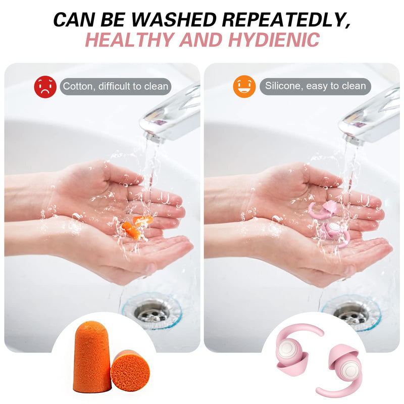[Australia] - Ear Plugs Noise Cancelling Silicone Ear Plugs for Sleeping, 2pair Earplugs Sound Blocking Sleeping Reusable Noise Reduction Earplugs for Sleeping,Snoring,Work,Concerts,Studying and Travel(Pink) Pink 