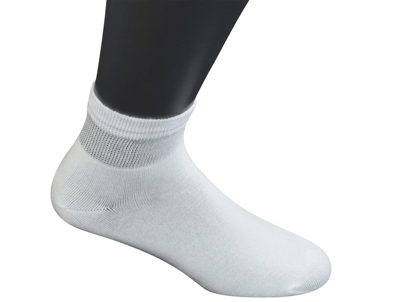 [Australia] - Yomandamor Men's 6 Pairs Combed Cotton Diabetic Ankle Socks with Seamless Toe and Non-Binding Top 10-13 6 Pairs White 