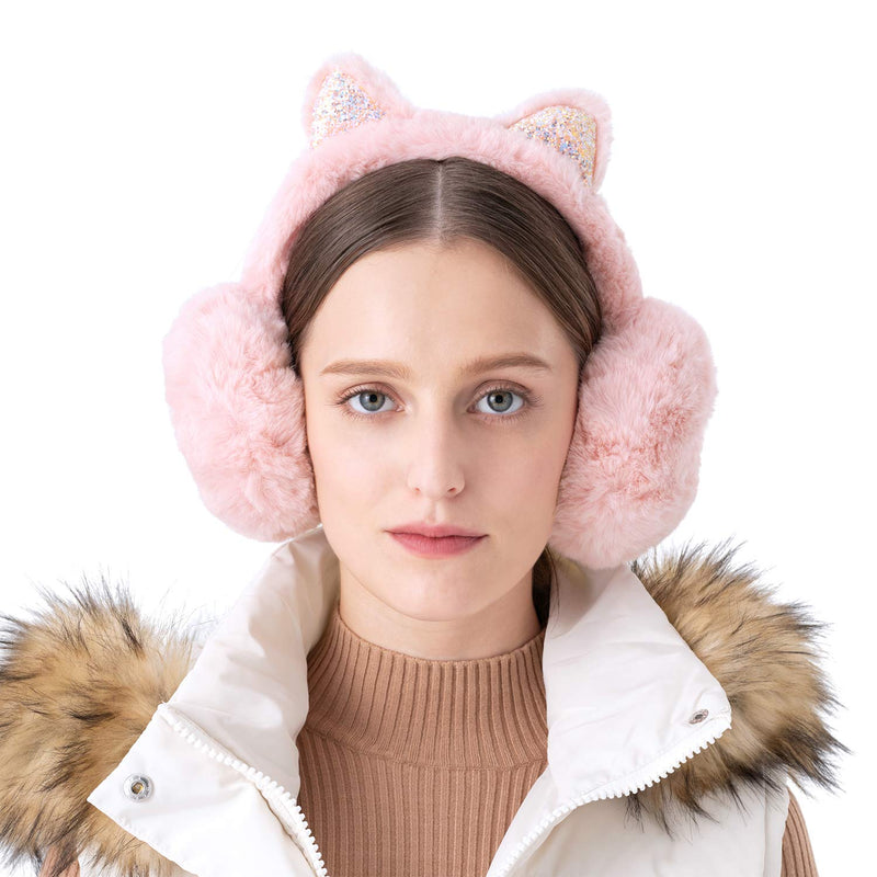 [Australia] - Surblue Cute Animal Earmuffs Winter Warm Outdoor Ear Covers Headband Fur Earwarmer A-apink 