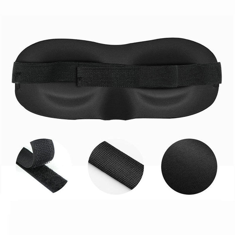 [Australia] - Wacnune 2 Pcs Black 3D Eye Mask Elastic Strap, Soft and Smooth Eye Cover for Men & Women Night Sleeping, Travel, Nap 