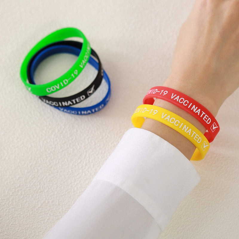 [Australia] - MEALGUET Pack of 10 Vaccinated Covid-19 Silicone Wristband COVID-19 Vaccine Bracelet Comfort Fit Rubber Bracelets for COVID-19 Vaccine Support 
