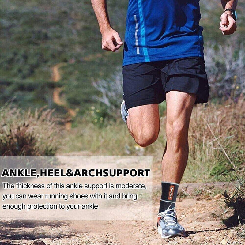 [Australia] - KGONE Adjustable Ankle Support, Ankle Brace Breathable Nylon Elastic Material Ankle Wrap for Sports, Joint Pain, Sprains Fatigue etc, One Size Fits All Grey 
