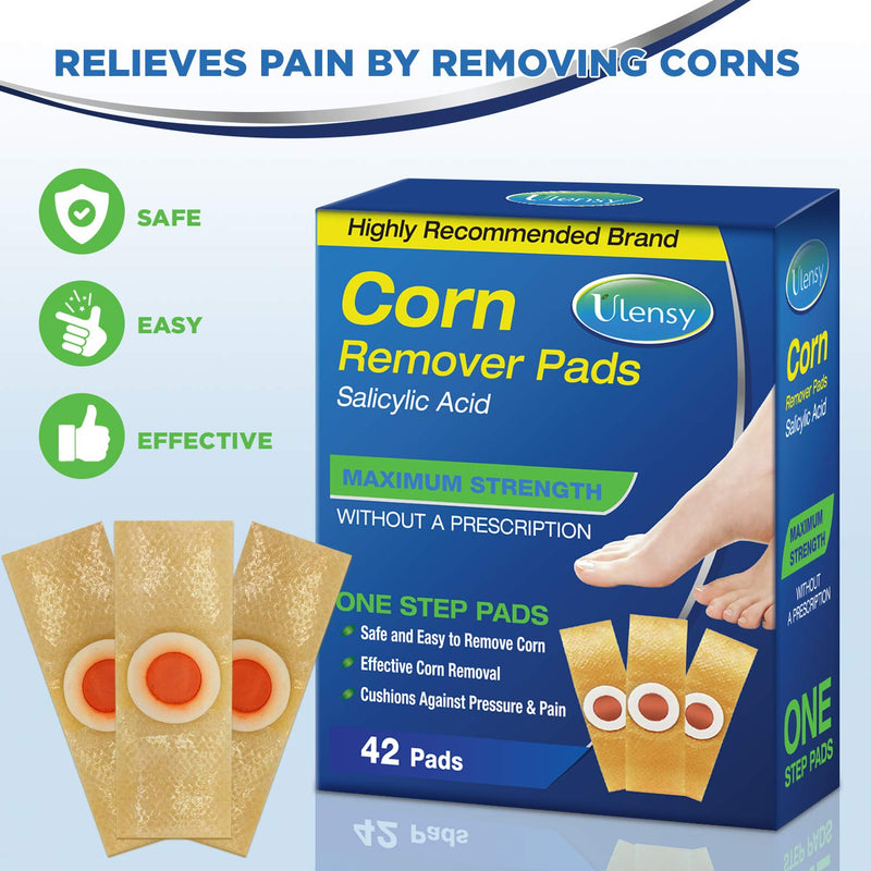 [Australia] - Corn Remover, 42 Corn Remover Pads, High Efficacy Corn Treatment Pads, Toe and Callus Corn Removal, Corn Remover Pads for Foot Corn Removal, 42 Pads 42 Count (Pack of 1) 