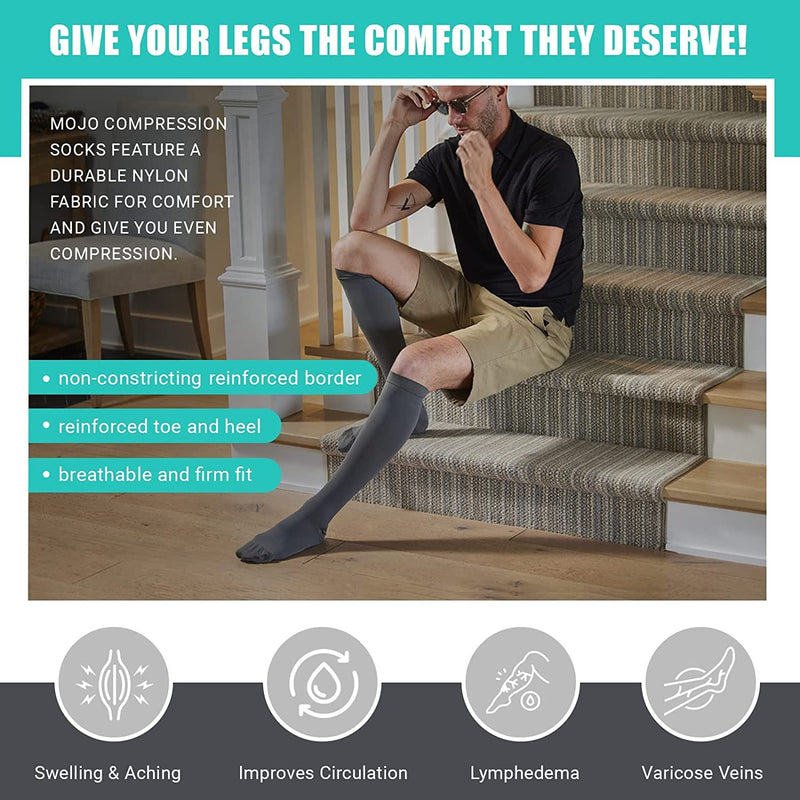 [Australia] - Medical Compression Stockings 2XL Made in USA 20-30mmHg - Opaque Knee-Hi - Closed Toe - Compression Socks For Women Circulation Compression Stockings Men - Black XX-Large 
