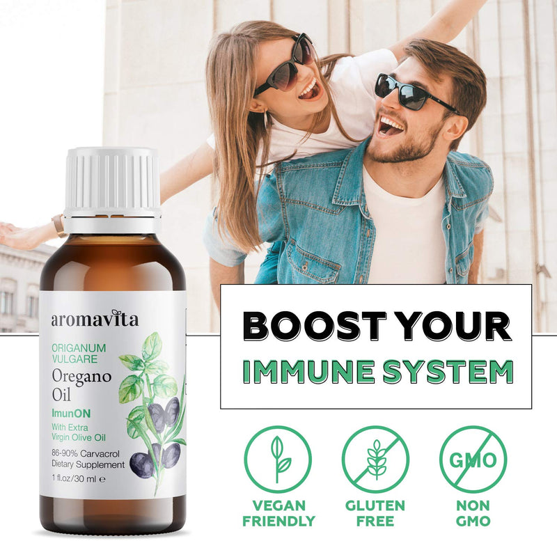 [Australia] - ImunON Greek Oregano Oil - Oregano Essential Oil Containing Over 86-90% Carvacrol - Vegan Friendly Oregano Oil Food Supplement 