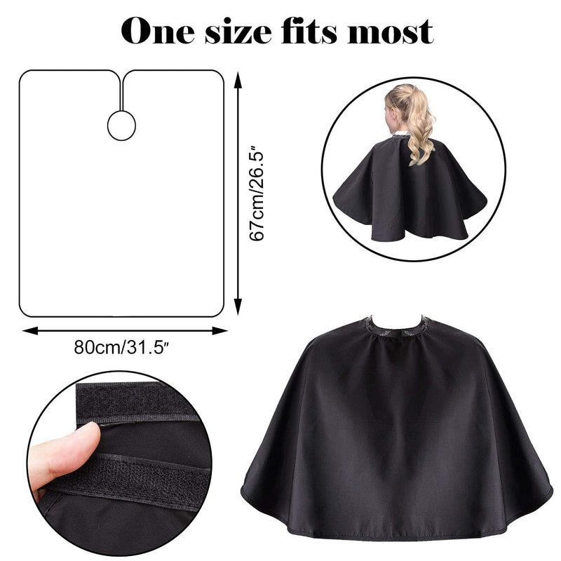 [Australia] - Noverlife Black Makeup Cape, Chemical & Water Proof Beauty Salon Shorty Smock for Clients, Lightweight Comb-out Beard Apron Shortie Makeup Bib Styling Shampoo Cape for Makeup Artist Beautician 