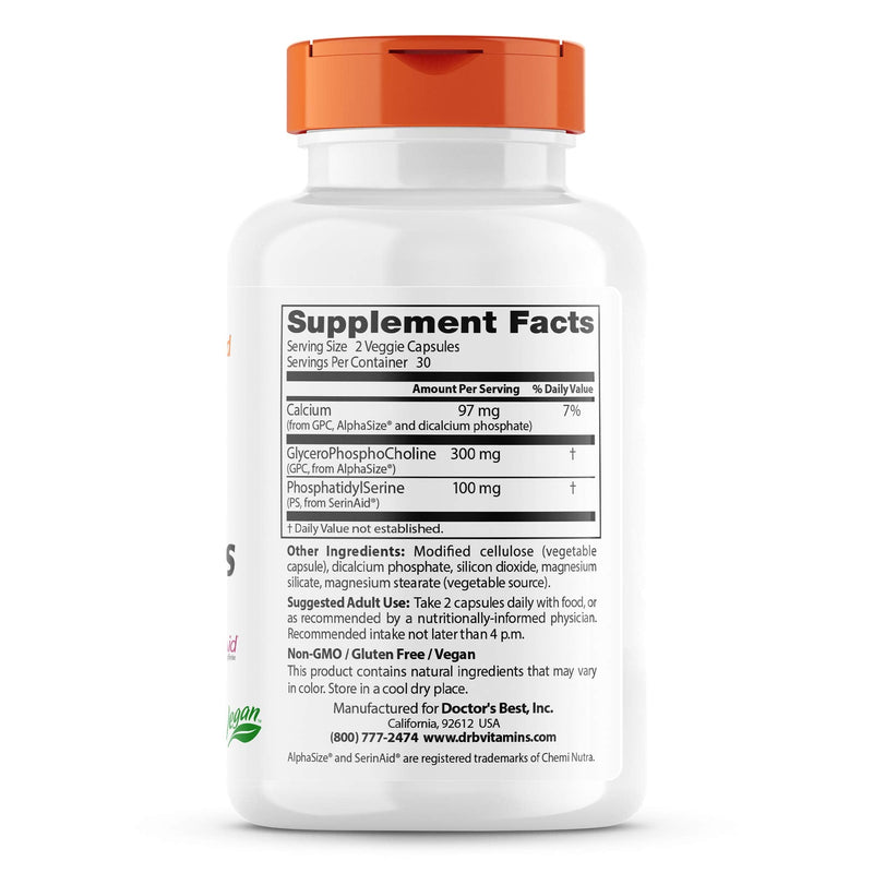 [Australia] - Doctor's Best Natural Brain Enhancers, Non-GMO, Vegan, Gluten Free, 60 Veggie Caps (DRB-00214) 60 Count (Pack of 1) 