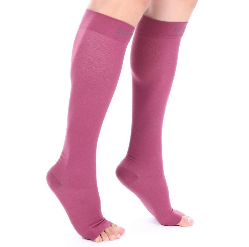 [Australia] - Doc Miller Open Toe Compression Socks 1 Pair 15-20 mmHg Firm Support Maroon X-Large 