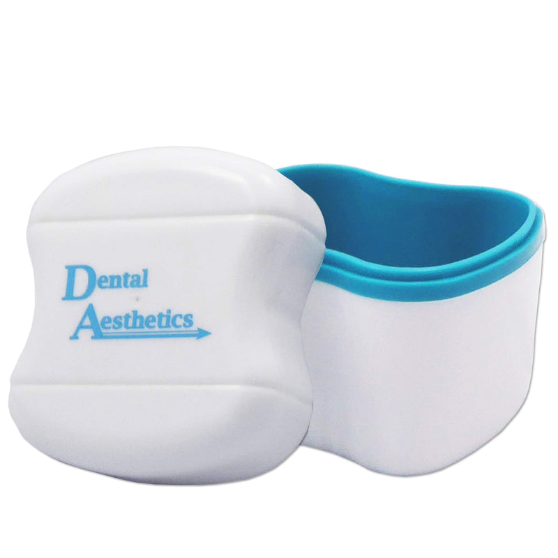 [Australia] - Dental Bath, Retainer Case and Brush ~ Storage Case and Container for Soaking and Cleaning Ortho Retainers (Blue Bath, Blue Case) Blue Bath, Blue Case 
