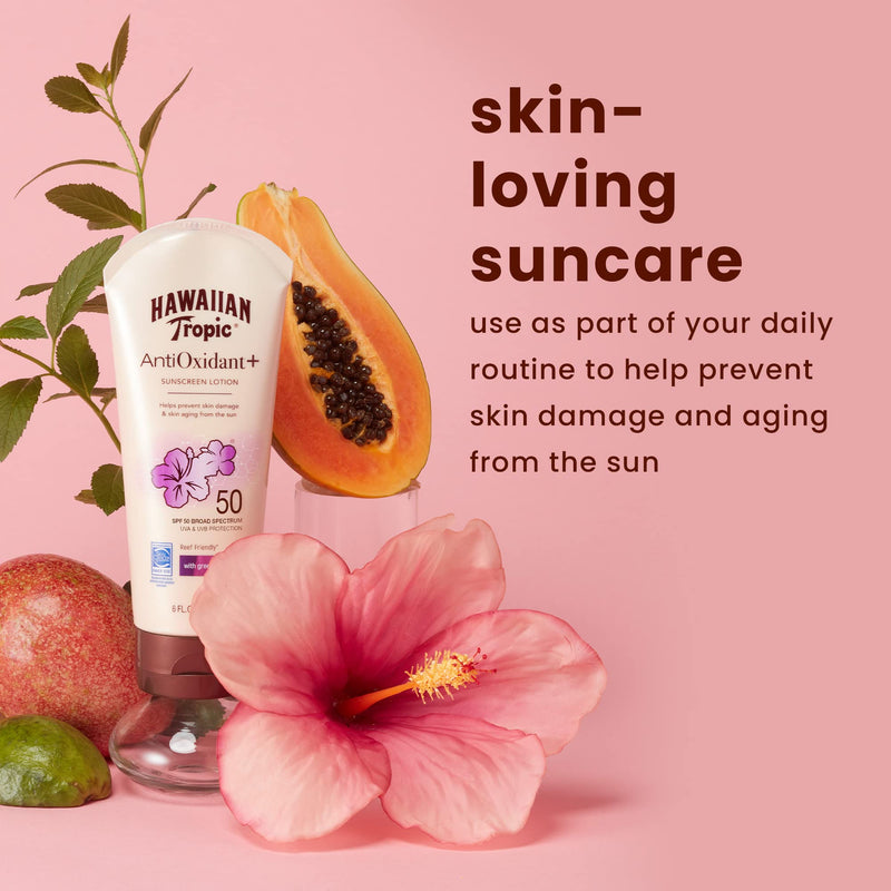 [Australia] - Hawaiian Tropic AntiOxidant+ Sunscreen Lotion, Lightweight Sun Protection, Broad Spectrum, SPF 50, 6 Ounces Antioxidant Lotion SPF 50 