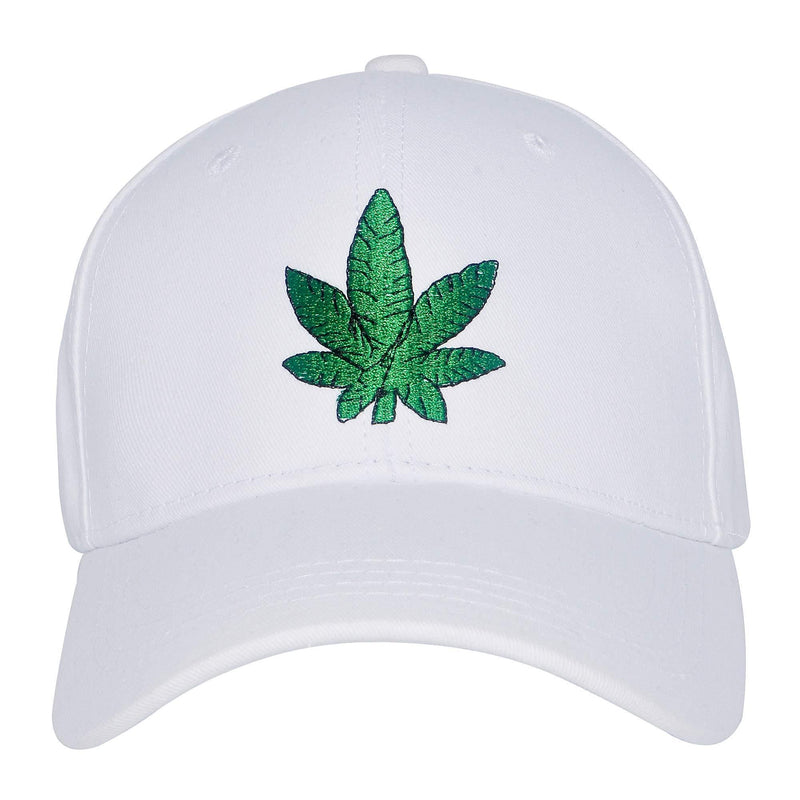 [Australia] - ZLYC Embroidered Cotton Baseball Cap Adjustable Snapback Dad Hat Leaf White 