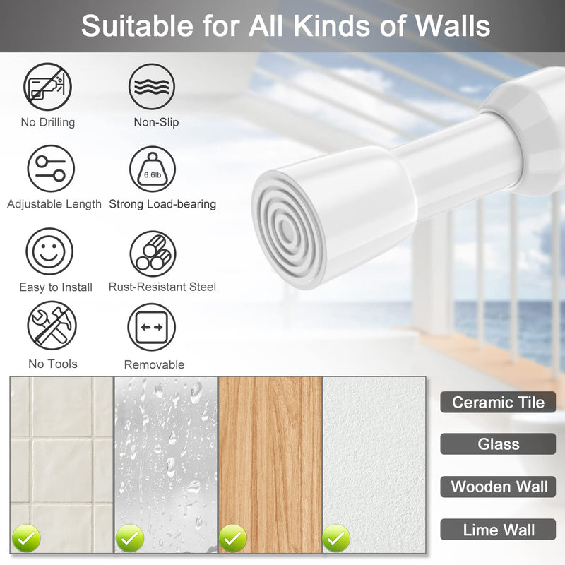 [Australia] - AIZESI 1pcs Tension Curtain Rod Spring Tension Rod Short Curtian Rods No Drilling Expandable Spring Loaded Curtain Tension Rod Adjustable 26 to 39 inch,Best Use Range 28 to 36 inch，White 26" to 39"-1Pcs 
