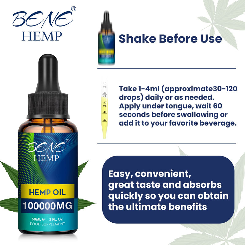 [Australia] - High Strength 100000mg Premium Oil - Supports Joint, Sleep and Stress Relief, Rich in Omega 3-6-9, Vitamin C & E, 100% Vegan (60ml 100000mg) 60ml 100000mg 