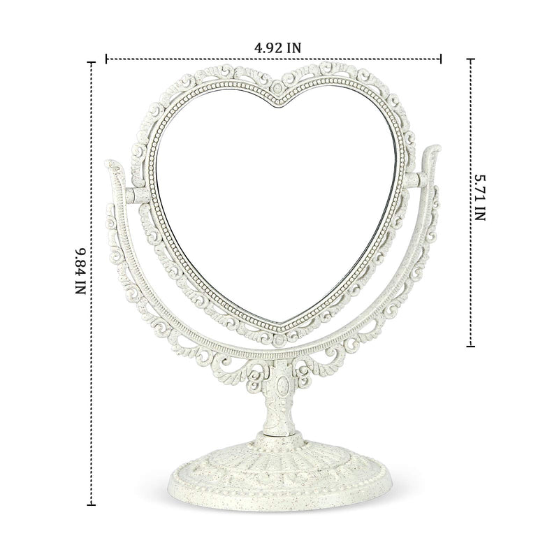 [Australia] - Liitrton Tabletop Vanity Makeup Mirror Two Sided Rotatable Decorative Mirrors for Bathroom Bedroom (Heart-Shaped, Beige) Heart-shaped 