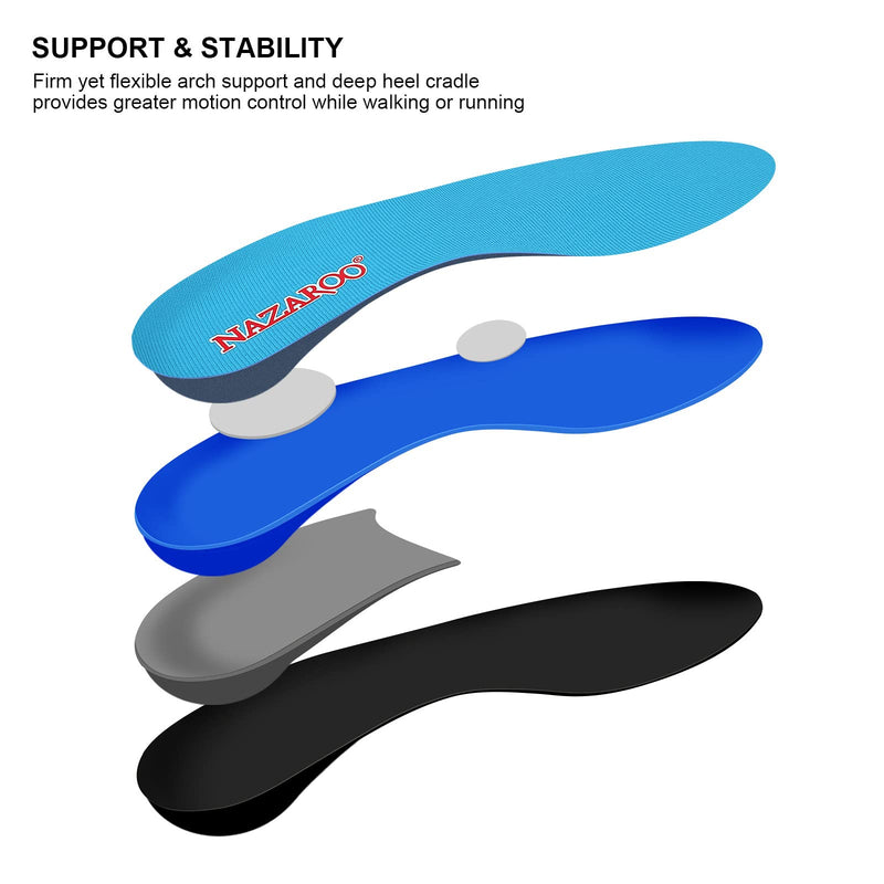 [Australia] - Shoe Insoles Arch Support Inserts Orthotic Insoles for Plantar Fasciitis, Flat Feet, High Arch, Pronation, Heel Spurs & Foot Pain Mens 15 - 15 1/2 Sky Blue 