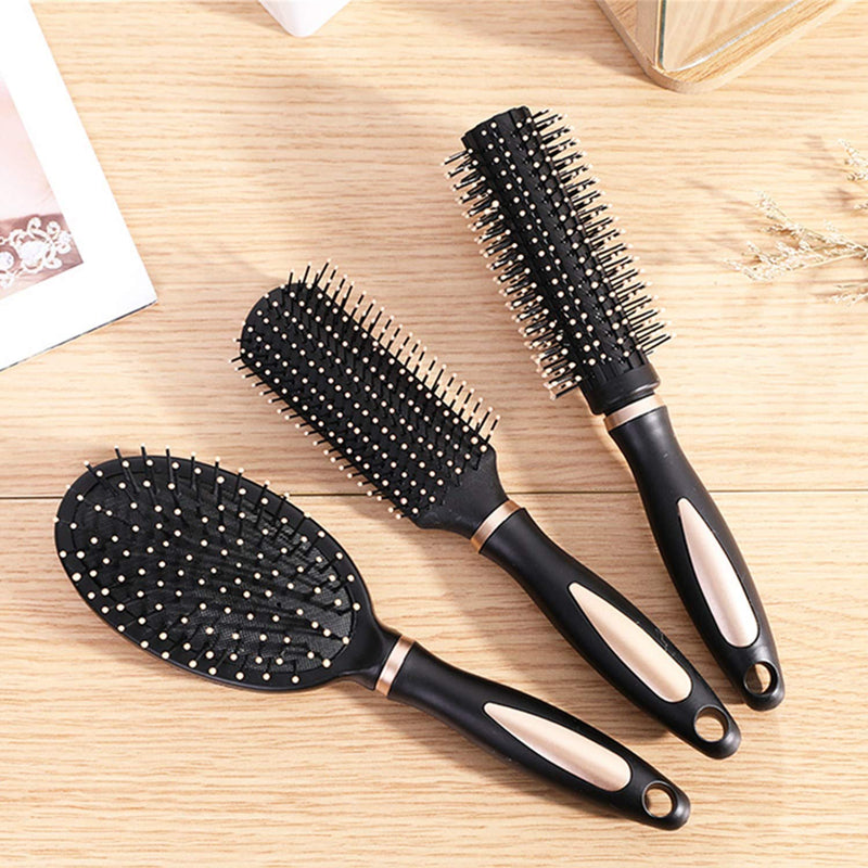 [Australia] - Pack of 4 Hair Brush Set Anti Static Massage Oval Comb Round Hair Brush Vent Hair Brush Detangling Brush Paddle Brush for Women Men Kid All Wet or Dry Hair's Detangle, Massage, Add Shine 