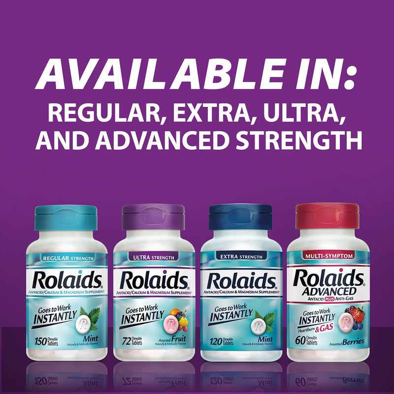 [Australia] - Rolaids Ultra Strength Antacid, 72 Chewable Tablets, Assorted Fruit, Ultra Strength Heartburn Relief 