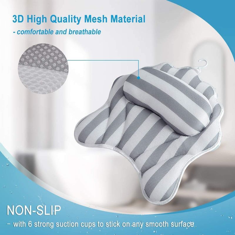 [Australia] - Bath Pillow Spa Bathtub Pillow Ergonomic Bathtub Cushion for Neck, Head & Shoulders, Luxury Bathtub Cushion, 3D Air Mesh for Men and Women,Fits for Hot Tub 