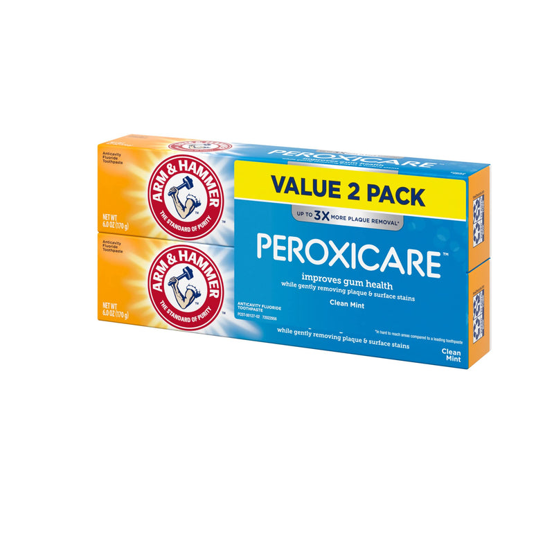 [Australia] - ARM & HAMMER Peroxicare Toothpaste, TWIN PACK (Contains Two 6oz Tubes) – Clean Mint- Fluoride Toothpaste 6 Ounce (Pack of 2) 