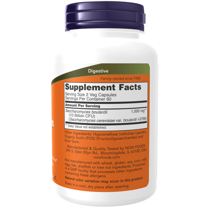 [Australia] - NOW Supplements, Saccharomyces Boulardii, 5 Billion CFU Probiotic, 120 Veg Capsules 