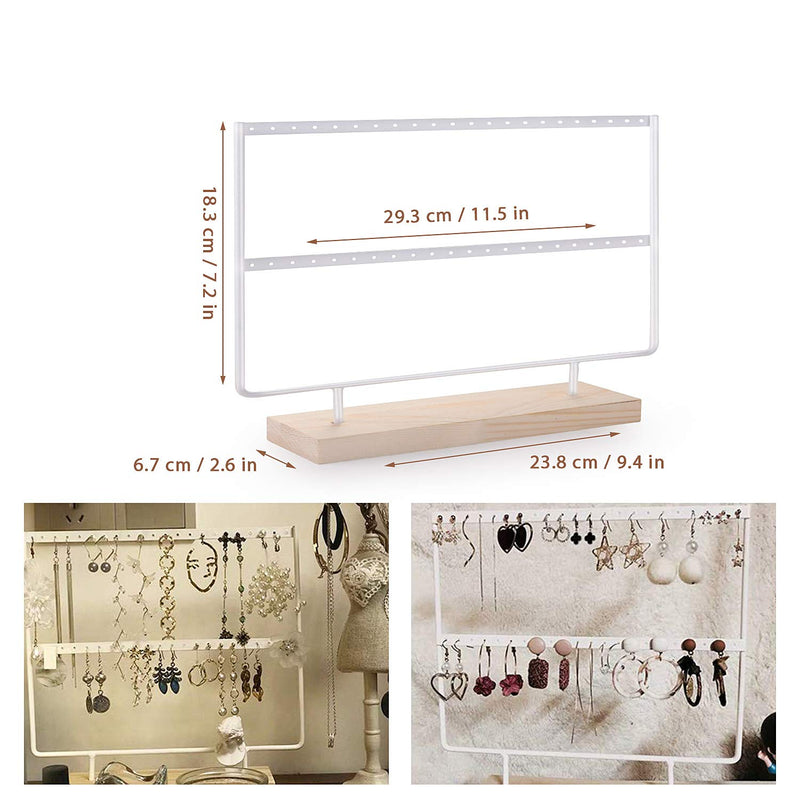 [Australia] - VERGILIUS Earrings Organizer Jewelry Holder Display Wood Stand (White) White 2 Layers 