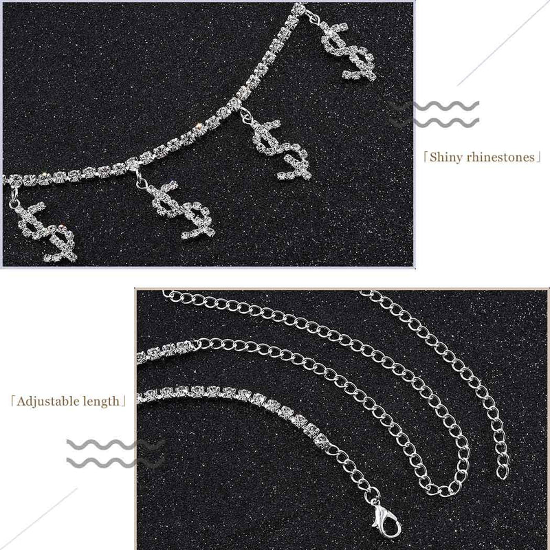 [Australia] - Dresbe Boho Rhinestones Belly Waist Chain Silver Money Pendant Body Chains Party Body Jewelry Accessories for Women and Girls 