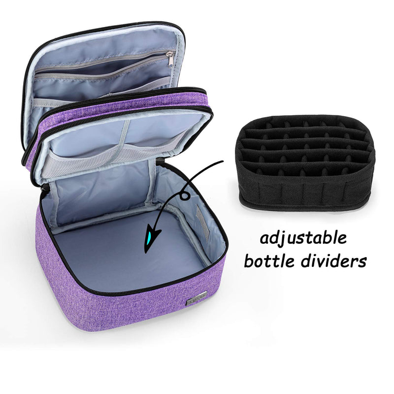 [Australia] - Luxja Essential Oil Carrying Case - Holds 30 Bottles (5ml-30ml, Also Fits for Roller Bottles), Double-Layer Organizer for Essential Oil and Accessories, Purple (Bag Only) Double-layer Bag: Fits for 30 bottles 