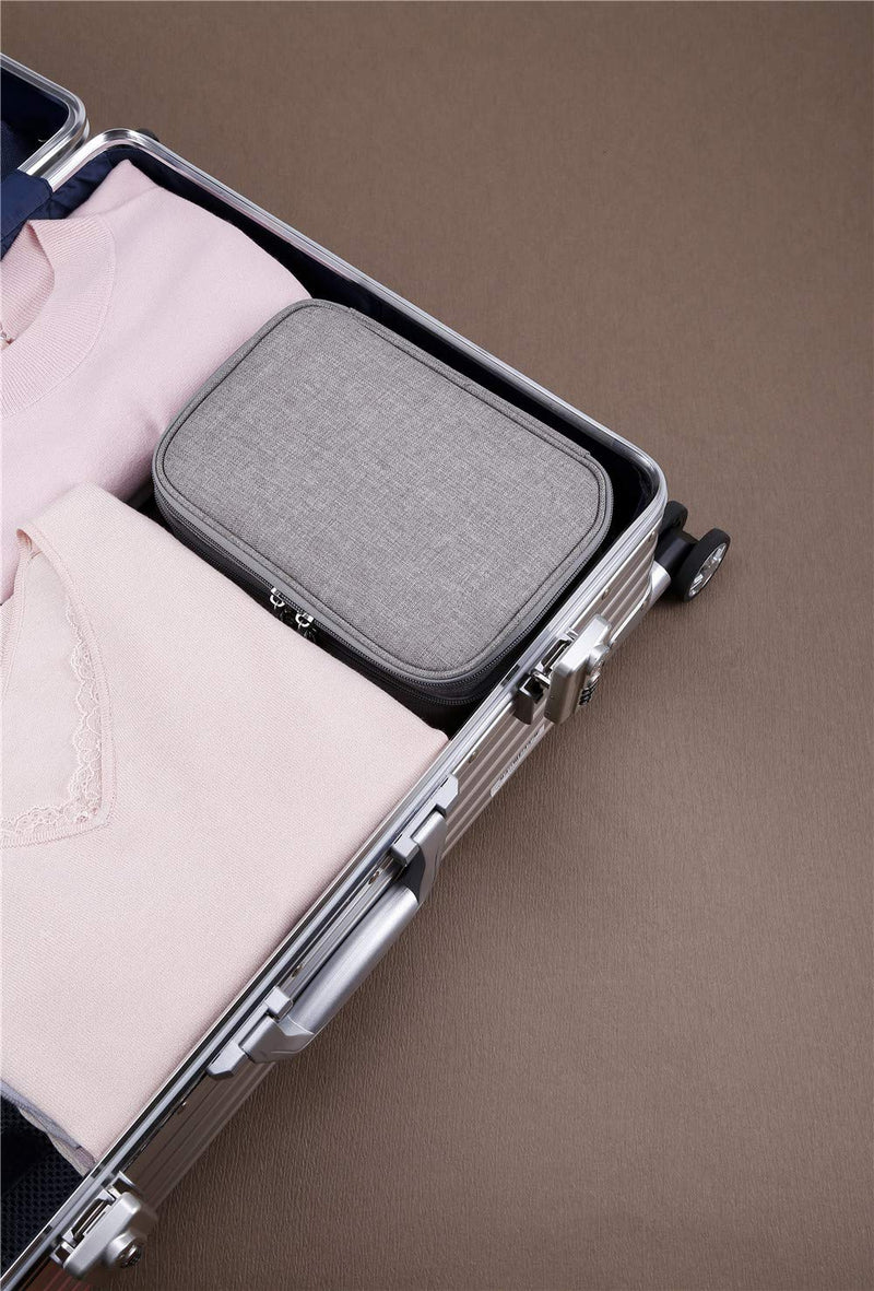 [Australia] - Rownyeon Makeup Train Cases Travel Makeup Bag Waterproof Portable Cosmetic Cases Organizer with Adjustable Dividers for Cosmetics Makeup Brushes Toiletry Jewelry Digital Accessories (Grey Small) G502-G1 