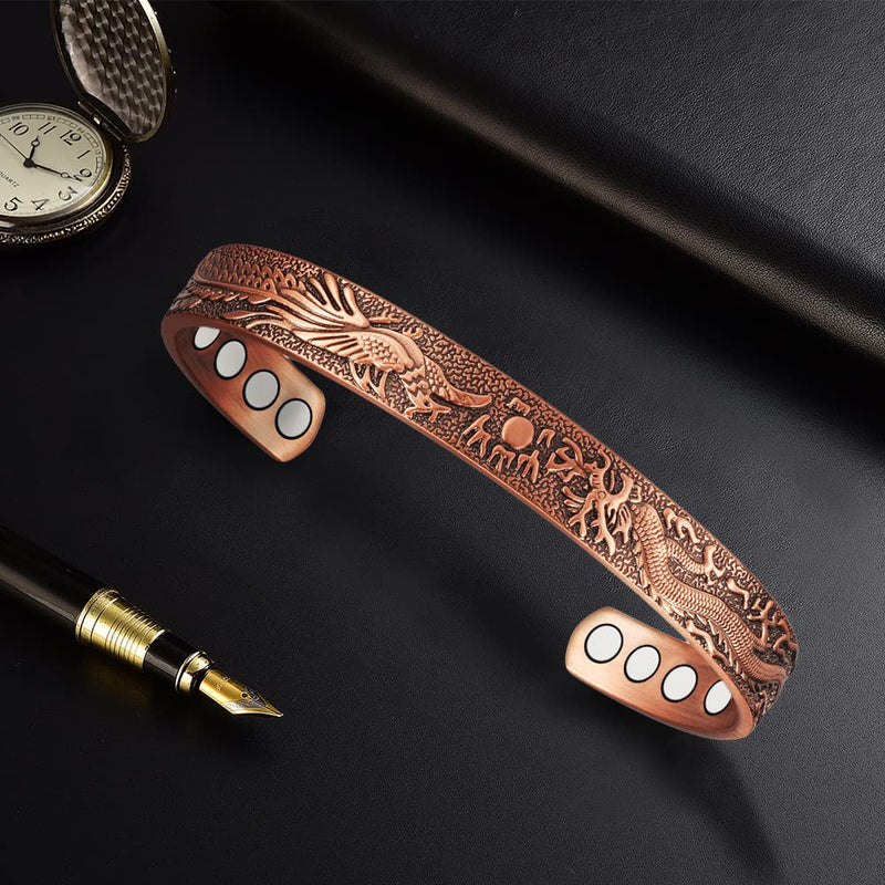 [Australia] - EnerMagiX Copper Magnetic Bracelets for Women Men,99.9% Soild Copper Cuff Bangle Magnetic Bracelet with 2 Strong Magnets,Adjustable Size(CPB-0036SGA) 