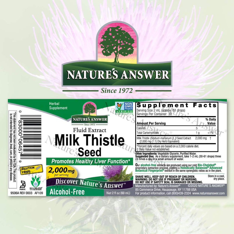 [Australia] - Nature's Answer Milk Thistle Extract | Promotes Healthy Liver Function | Cleanse and Detox Supplement | Non-GMO, Kosher Certified, Alcohol-Free& Gluten-Free (2 Fl Oz (Pack of 1)) 2 Fl Oz (Pack of 1) 