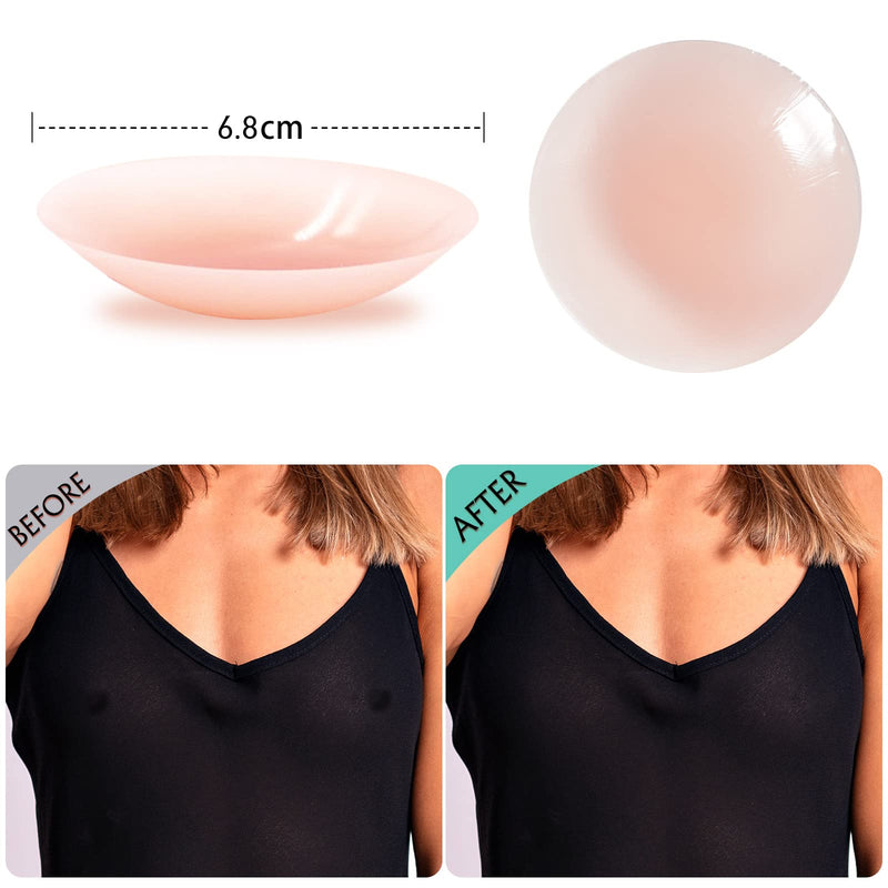 [Australia] - Boob Tape Kit, Breast Lift Tape, Waterproof & Breathable Breast Tape for Large Breasts Lift and Chest Support, with 2 Reusable Silicone Nipple Covers & 40 Pieces Clothing Tapes Beige 