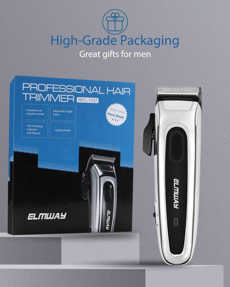 [Australia] - Hair Clippers for Men, Professional Cordless Barber Clippers for Hair Cutting, Beard and Hair Trimmer Rechargeable Mens Haircut Kit with Power Display silver 