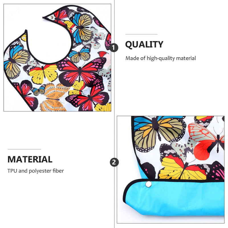 [Australia] - EXCEART Adult Bibs Washable Reusable Waterproof Clothing Protector with Crumb Catcher Apron for Senior Men Elderly Women As Shown 1 